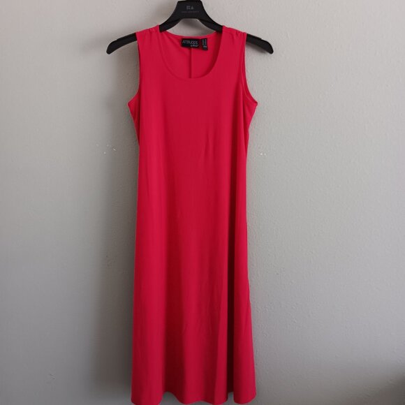Attitudes by Renee Petite Como Jersey Tank Midi Dress - Red Sz PM a699002 - Picture 2 of 4